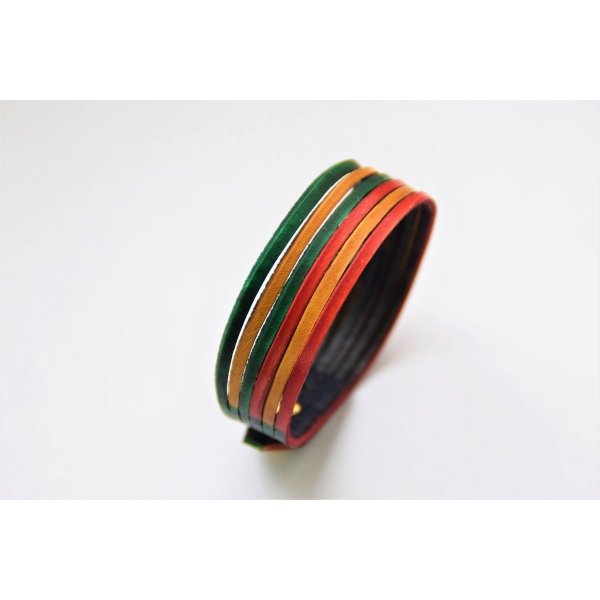 bracelet cuir 6 brins couleurs
