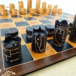 jogo de xadrez de couro